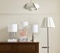White Linen Fluted Floor Lamp with Tray (60")