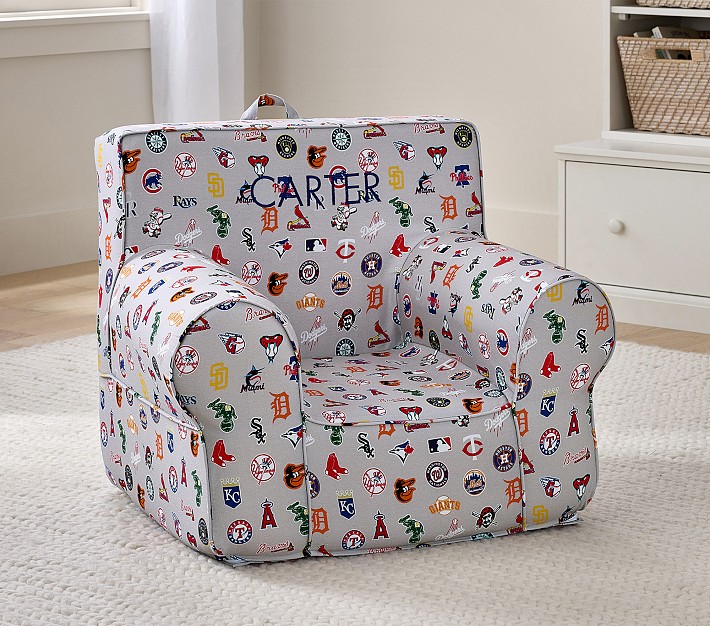 Chaise enfant 31x35x58 cm en patchwork bleu et gris | Maison et Styles