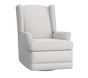 Open Box: Modern Wingback Swivel Glider Recliner, Swivel Recliner, Power, Chenille Tweed, Light Gray