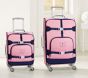 Mackenzie Pink Navy Trim Solid Spinner Luggage