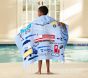 Busy Trucks Kid Beach Hooded Towel UPF 50+