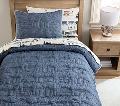 Chambray Stitch Train Quilt & Shams