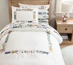 Embroidered Heritage Train Border Duvet Cover & Shams