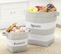 Gray/White Striped Canvas Storage