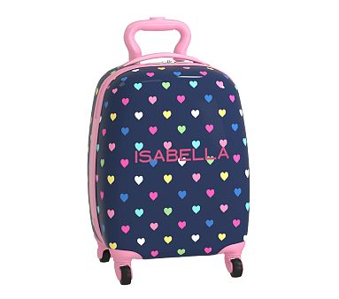 Mackenzie Navy Multi Hearts Hard Sided Spinner Carry On (19x13) Luggage