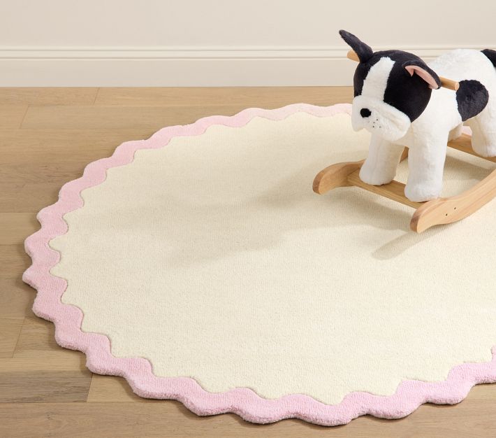 Wave Border Round Rug – Handtufted Wool | Pottery Barn Kids