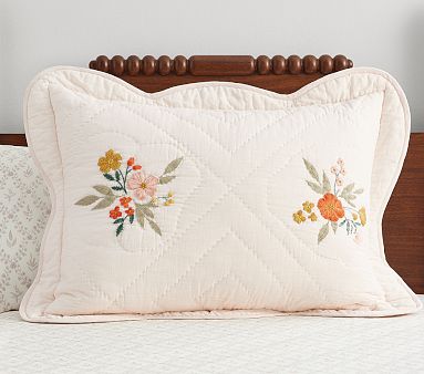 Chris Loves Julia Reversible Floral Embroidered Standard Sham