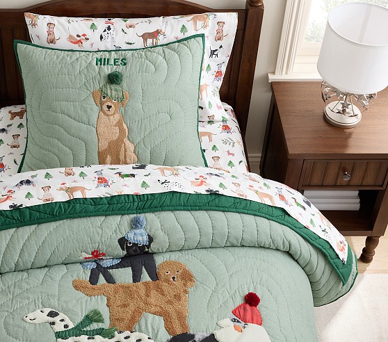 Holiday Dogs Quilt & Shams | Pottery Barn Kids