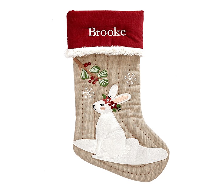 Flower Crown Bunny Woodland Christmas Stocking