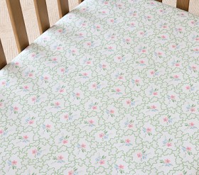 Hill House Home Clematis Scallop Floral Organic Crib Fitted Sheet