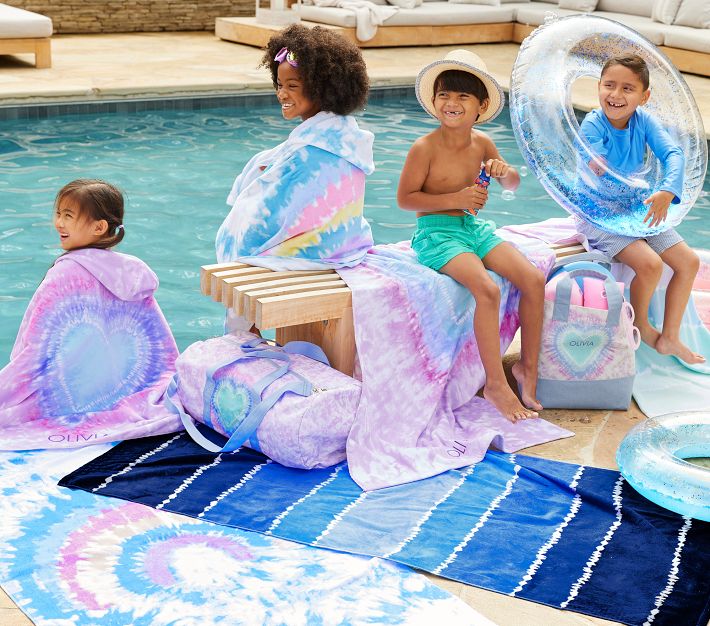Tie-Dye Heart Kid Beach Towel UPF 50+ | Pottery Barn Kids