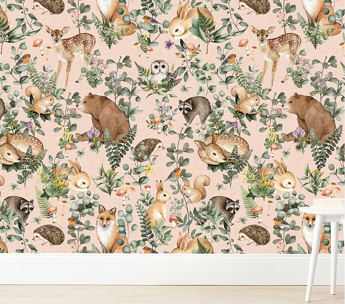 Wallpaperie Woodland Storybook Pre-Pasted Wallpaper Sample, Blush
