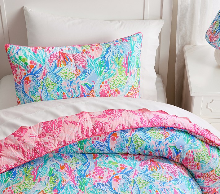 Lilly Pulitzer Mermaid Cove Scalloped Comforter & Shams | Pottery Barn Kids