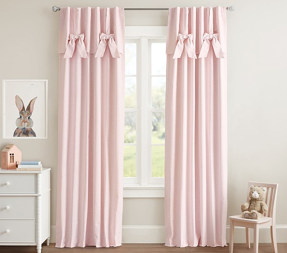 Evelyn Linen-Blend Bow Valance Blackout Curtain