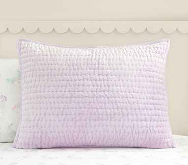 Velvet Pick Stitch Quilt , Std Sham , Light Lavender