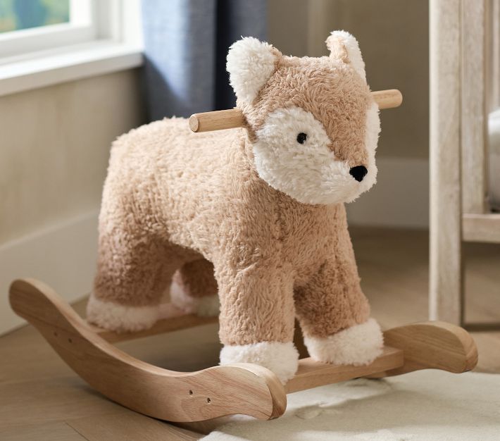 木馬　アメリカのpottery barn kidsブランド Sherpa Fox Plush Nursery Rocker | Pottery Barn Kids
