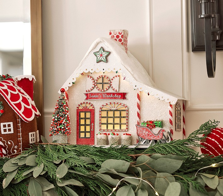 【セール中】ハウスライト✨クリスマス✨3Pセット Classic Light-Up Mantel Village | Pottery Barn Kids