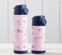 Mackenzie Pink Puppy with Navy Trim Water Bottles