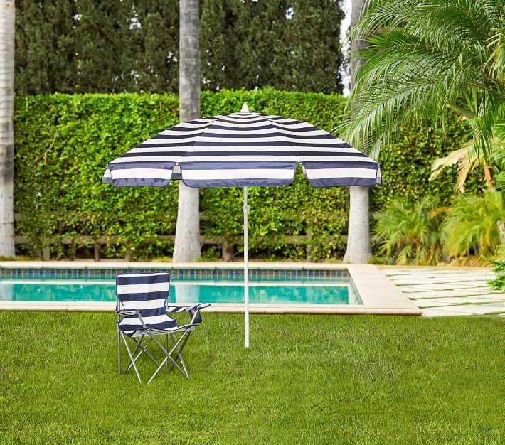 hbc striped patio umbrella Blissun 9' Outdoor Umbrella, Patio Umbrella, Outdoor Table Umbrella, Market with 8 Sturdy Ribs, Push Button Tilt and Crank (Blue & White Stripe) : Patio, Lawn & Garden and poolside Hudson's Bay Stripes Valance Patio