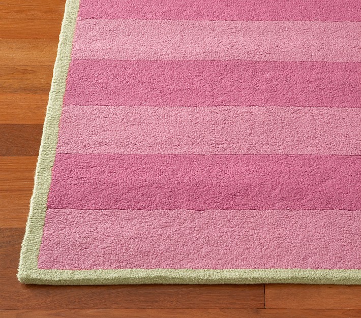 Girls Pink Rugby Stripe Rug Swatch