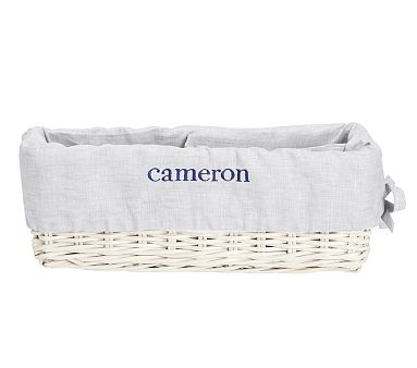 Gray Linen Cotton Changing Table Basket Liner