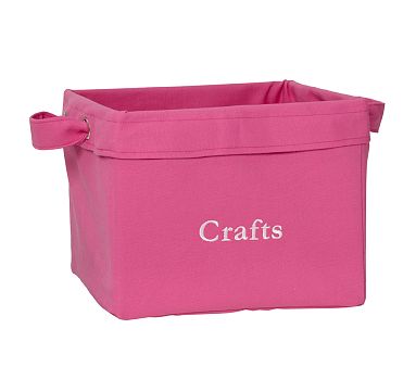 Medium Dark Pink Square Canvas Storage