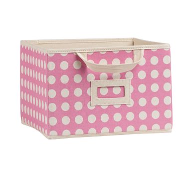 Bright Pink Dot Large Canvas Box Storage