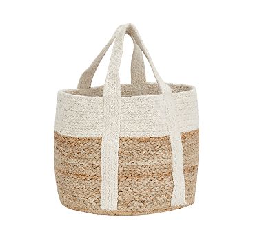 White Woven Jute Basket, Small