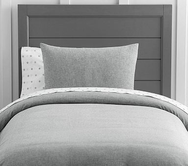 Linen Cotton Blend Duvet Cover, Twin, Gray