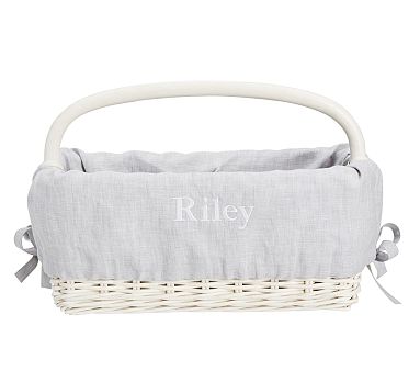 Gray Linen Cotton Diaper Caddy Liner
