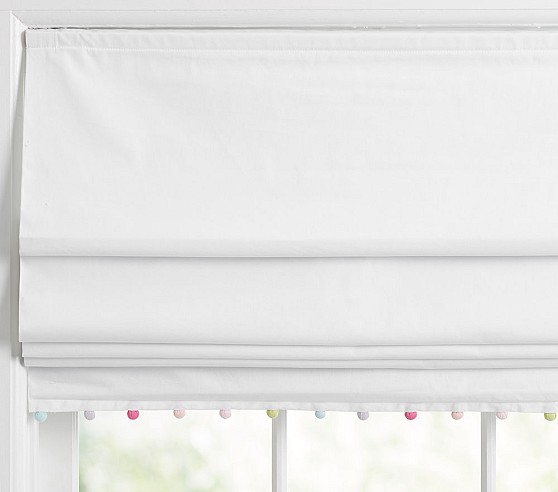 Multi-Colored Cotton Pom Pom Roman Shade