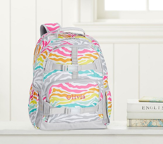 Mackenzie Multi Zebra Laptop Kids Backpack | Pottery Barn Kids display picture 1