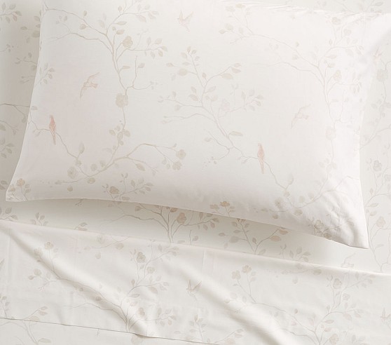 Monique Lhuillier Sateen Floral Bird Sheet Set & Pillowcases