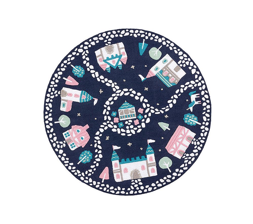 Castle Round Rug Castle Play Rug 7 ft Round | Patterned Rugs | Pottery Barn Kids