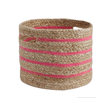 Stripe Rafia Storage Small Bright Pink