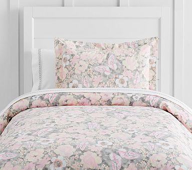 Nellie Floral Duvet Cover, Twin, Blush
