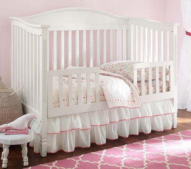 Pink Ribbon Ruffle Crib Skirt