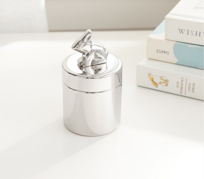 Ava Ribbon Keepsake Box, Brass & Suede | Pottery Barn Kids