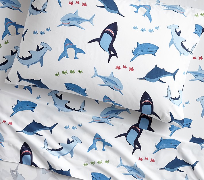Shark Bite Sheet Set, Twin, Blue