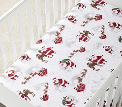 Santa Organic Crib Fitted Sheet