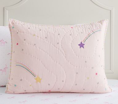 Rainbow Unicorn Quilt, Standard Sham, Pink