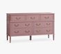 Open Box: Rosalie 7-Drawer Dresser (56"W x 19"D) - Weathered Soft Berry, Antique Brass