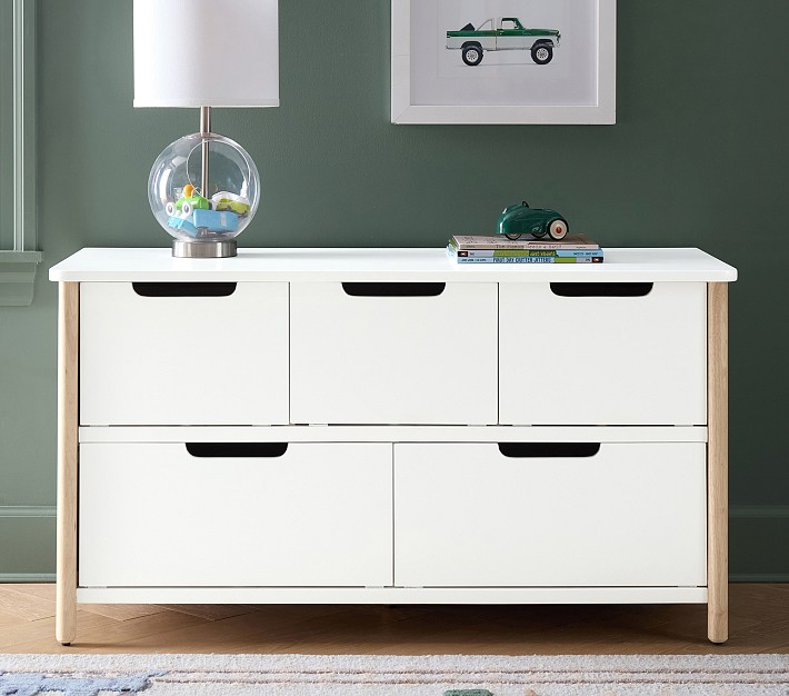 low white dresser FOTOSOK Dresser, for Bedroom, Small Dresser Chest of Drawers drawer design features recessed front panels VINGLI White Wood Dresser 6