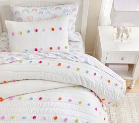 Pottery Barn kids ベッドカバー　キルト Bright Pom-Pom Kids' Comforter Set | Pottery Barn Kids