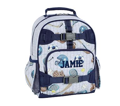 blue white pinstripe mini backpack STRIPES Glow lasts for approximately 3 to 4 hours Mini Backer - Pimlico Stripe