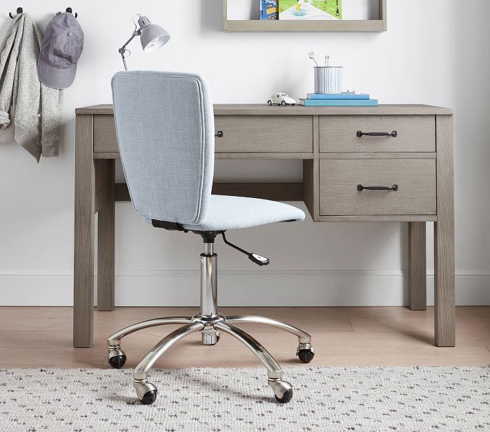⚠*︎様 【7/27まで】Pottery Barn Kids デスク（グレー） Brushed Nickel Base Square Upholstered Kids Desk Chair | Pottery