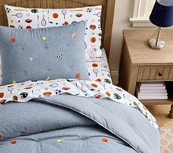 Chambray Embroidered Sports Comforter & Shams