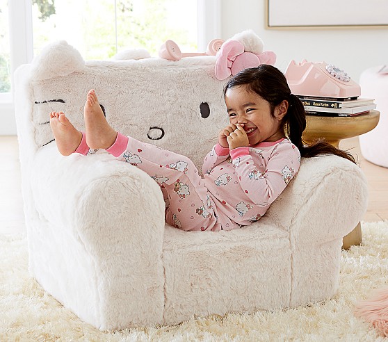 Kids Anywhere Chair® Hello Kitty® Faux Fur Ivory | Pottery Barn Kids