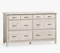 Open Box: Rory Extra-Wide 8-Drawer Dresser (56"W x 20"D) - Weathered White