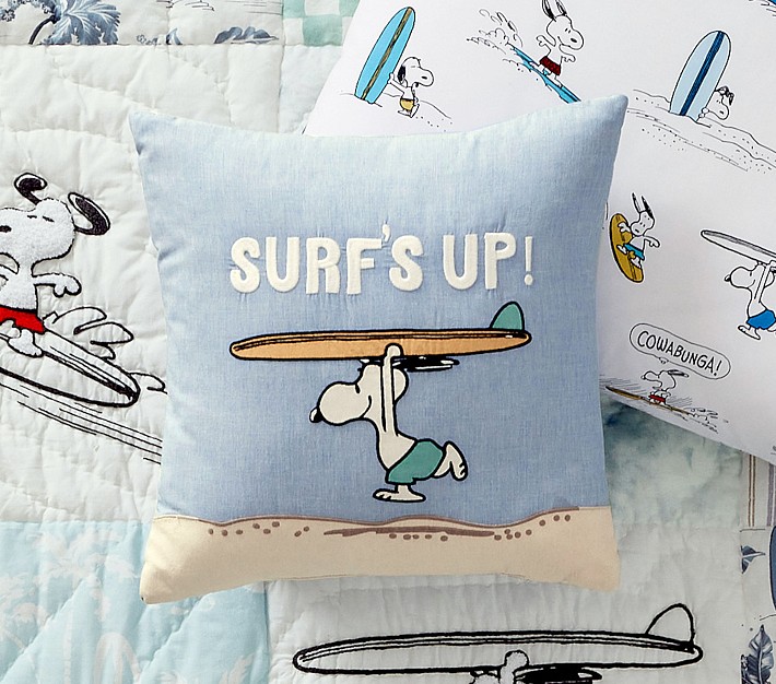 Snoopy Surf's Up ブランケット スヌーピー ペンドルトン Peanuts® Snoopy® Surfs Up Pillow | Pottery Barn Kids
